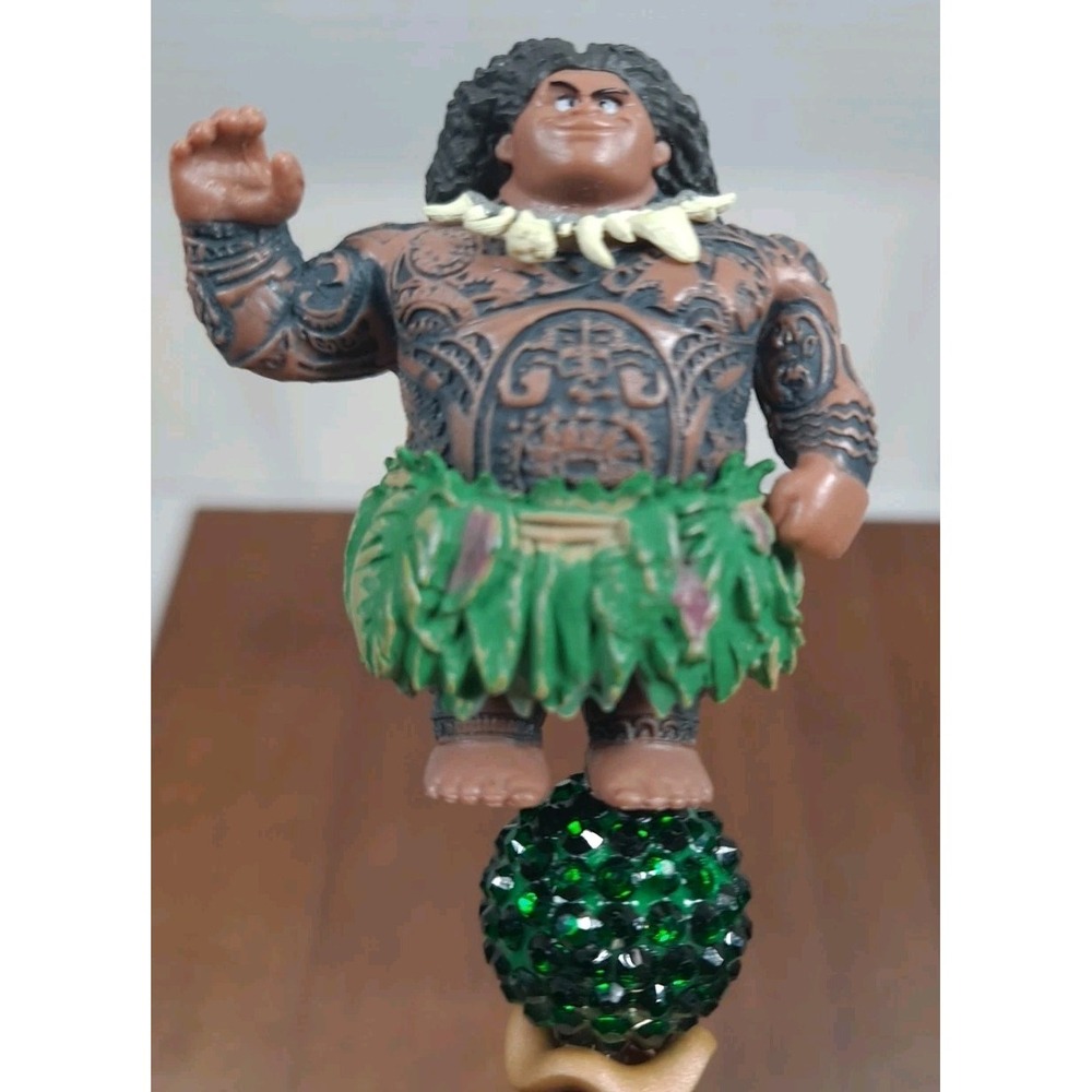 New Disney Moana Maui Demi God PVC Character Handmade Beaded Pen Black Ink 9"